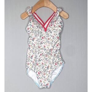 Chloé Girls 4 Yrs (~3?) Multicolor Floral Ruffle Strap One-Piece Swimsuit